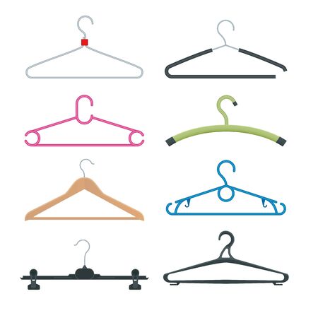 Set of hangers. Vector flat illustrationのイラスト素材