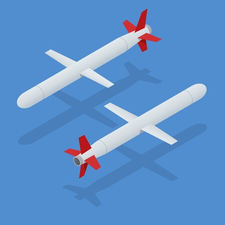 Isometric Land Attack Missile, long-range, all-weather, subsonic cruise missile that is primarily used by the United States Navy and Royal Navy in ship and submarine-based land-attack operations.のイラスト素材