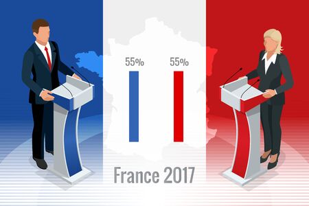 Presidential Election in France 2017, ballot box in frontのイラスト素材