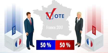 Presidential Election in France 2017, ballot box in frontのイラスト素材