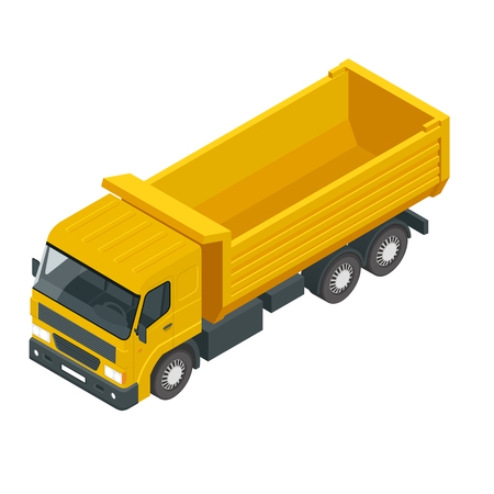 Isometric a dump truck isolated on white.のイラスト素材