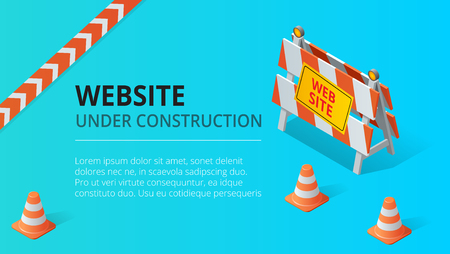 Website under construction page background vector illustration. Flat isometric style vector illustration.のイラスト素材