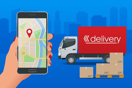 Delivery service via modern technology for Tracking system.のイラスト素材