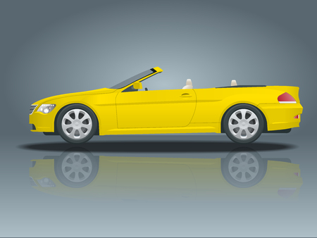Transfer, Cabriolet car. Cabrio coupe vehicle template vector isolated on white. View side. All elements in groupsのイラスト素材