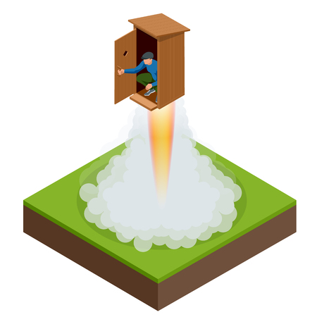 Isometric bad startup or stupid startup concept. Vector illustrationのイラスト素材