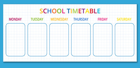 Template school timetable for students or pupils with days of week and free spaces for notes. Vector illustration.の写真素材