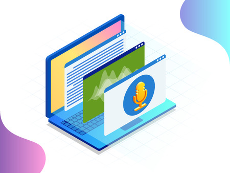 Isometric speech recognition, intelligent personal assistant created concept.の写真素材