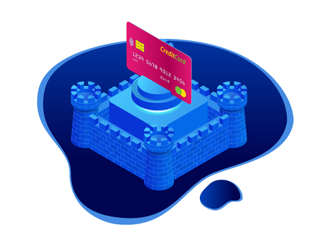 Isometric Protection of Bank cards, Bank Service Security, safe anti-fraud bankingの写真素材