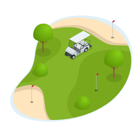 Isometric set of golf elements. Equipment for playing golf isolated vector illustration.のイラスト素材