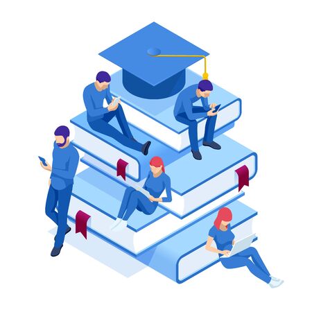 Isometric Online Educationのイラスト素材