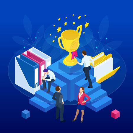 Isometric business team successのイラスト素材