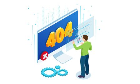Isometric error 404 page layout vector design.のイラスト素材