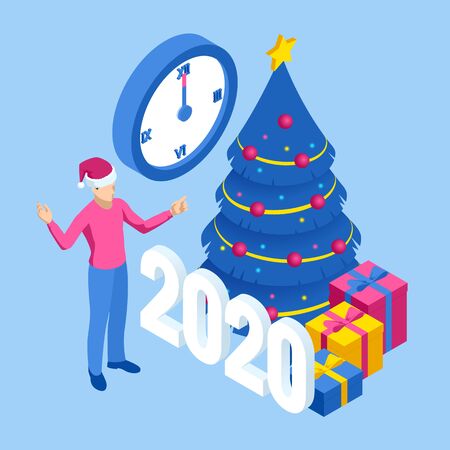 Isometric concept Business New Year 2020. Strategy, promotion campaign concept.のイラスト素材