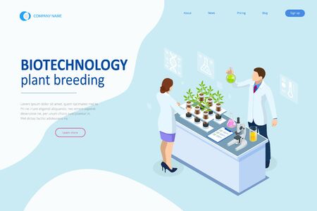 Isometric concept of laboratory exploring new methods of plant breeding and agricultural genetics.のイラスト素材