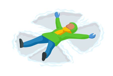 Isometric Snow Angel made by a kid in the snow.のイラスト素材