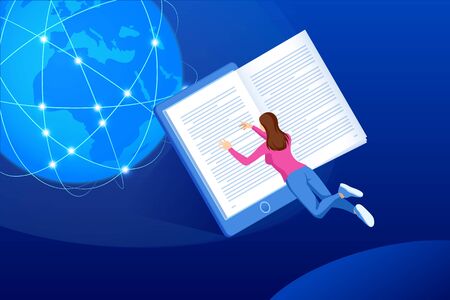 Isometric concept for Digital Readingのイラスト素材