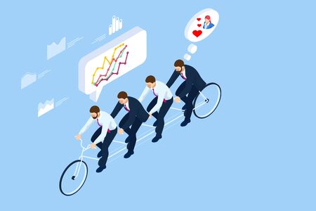 Isometric Goals Setting for Business Team. Creative Idea Teamwork Banner Concept. Business Team...