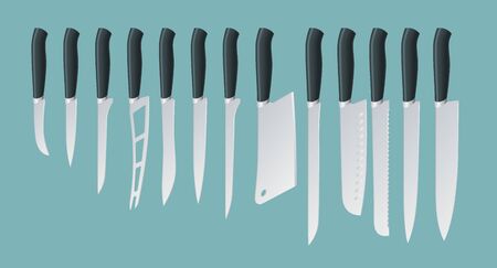 Isometric Knives butcher meat knife set.のイラスト素材