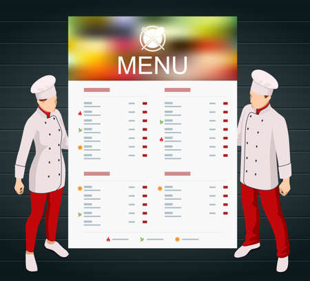 Isometric Online cooking classes concept. Online ordering food in a restaurantのイラスト素材