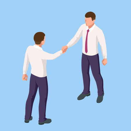 Isometric Business to Business Marketing, B2B Solution, business marketing concept. Two business...
