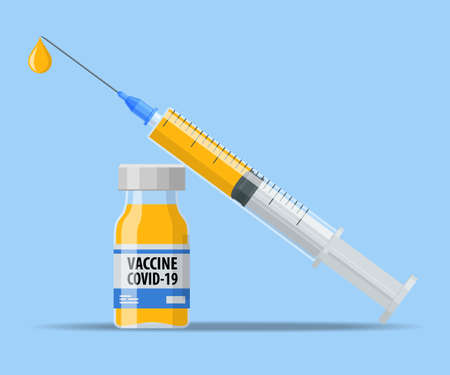 Coronavirus Vaccine and syringe injection It use for prevention, immunization and treatment from Covid-19, nCoV 2019 infection. Breakthrough in the Creating of a COVID-19 Vaccine.のイラスト素材