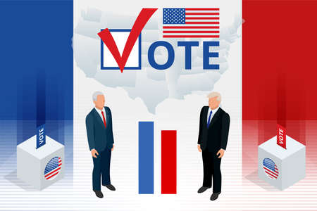 Election day. Usa debate of president voting 2020. Election voting poster. Vote 2020 in USA, banner design. Political election campaignのイラスト素材