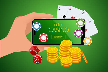 Online Casino Concept. Online Big Slots Casino Marketing Banner, Gaming Appsのイラスト素材