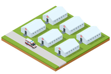 Isometric hospital field tentのイラスト素材