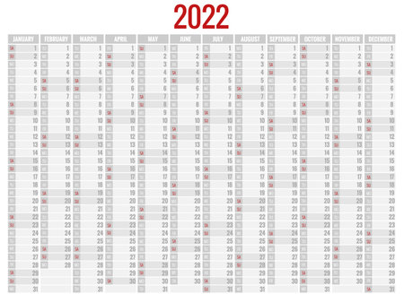 Calendar Planner for 2022. Calendar template for 2022. Stationery Design Print Template with Place for Photo, Your Logo and Text. Corporate and business vertical calendar.のイラスト素材