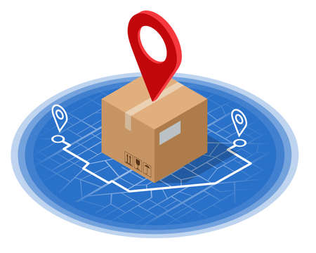 Isometric Logistics and Delivery concept. Delivery home and office. City logistics.のイラスト素材
