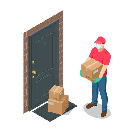 Isometric Logistics and Delivery concept. Delivery home and office. City logistics.のイラスト素材