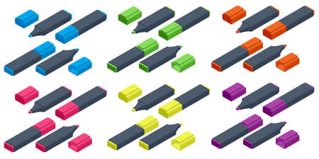 Isometric markers isolated on a white background. Realistic markers set for design.のイラスト素材