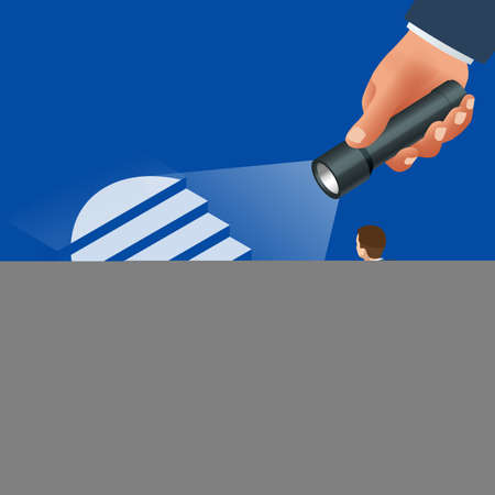 Isometric new business direction concept. Business idea lightbulb or simplify problem.のイラスト素材
