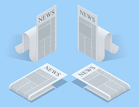 Isometric business news concept. Business news website on digital tablet, everyday searching for job and business opportunitiesのイラスト素材