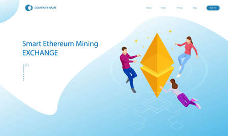 Isometric invest in digital money, increase income, profit. Digital Wallet technology for cryptocurrency ethereum, bitcoin. Digital wallet application on mobileのイラスト素材