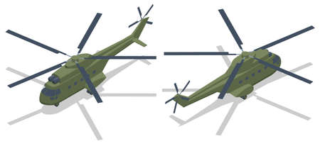 Isometric Military helicopter vector. Transport helicopter. Military Aviation Air Forceのイラスト素材