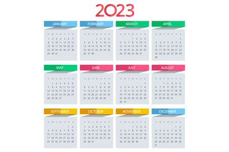 Calendar Planner for 2023. Calendar template for 2023. Stationery Design Print Template. Week Starts on Sunday.のイラスト素材