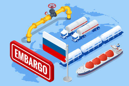 Sanctions, embargo on Russian gas and oil. Russia aggressor, war. Transportation, delivery, transit of natural gasのイラスト素材