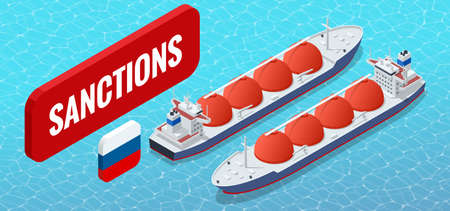Sanctions, embargo on Russian gas and oil. Russia aggressor, war. Transportation, delivery, transit of natural gasのイラスト素材