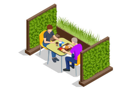 Isometric Fast Food Court, Restaurant Interior, Catering, Shopping Mallのイラスト素材