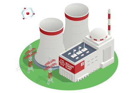 Isometric Nuclear Power Plants are a type of power plant that use the process of nuclear fission in order to generate electricity. Nuclear Reactorのイラスト素材