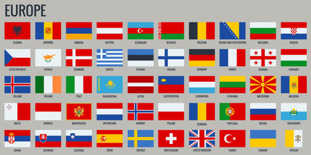 Europe Flags. All official national flags of the Europeのイラスト素材