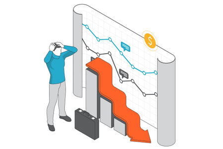 Bad Economy Reduction, Budget recession, Isometric concept of Bankruptcy, Bankruptcy, Bad Economy Reduction, Budget recession, Financial Crisisのイラスト素材