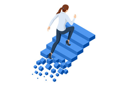 Isometric goal and target achievement concept. Hope to success in business, accomplishment or reaching business goal. Career growth, business success, profitのイラスト素材