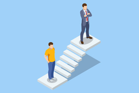 Isometric goal and target achievement concept. Hope to success in business, accomplishment or reaching business goal. Career growth, business success, profitのイラスト素材