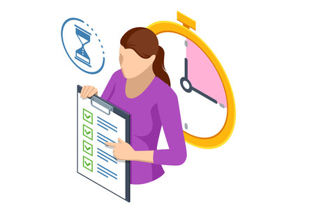 Isometric Reminder Concept. Business planning ,events, reminder and timetableのイラスト素材