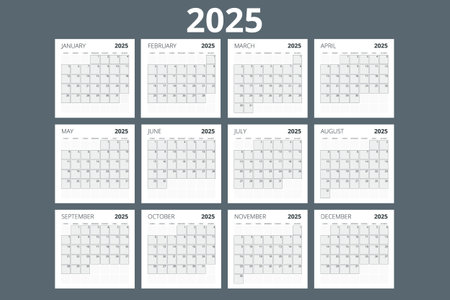 Calendar planner for 2025. Vector Stationery Design Print 2025 Template with Place for Photo, Your Logo and Text. calendar design 2025のイラスト素材
