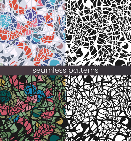 Vector seamless mosaic pattern set. Broken glass. Abstract mosaic patternのイラスト素材
