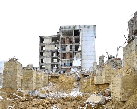 Remains of the destroyed industrial building.の写真素材