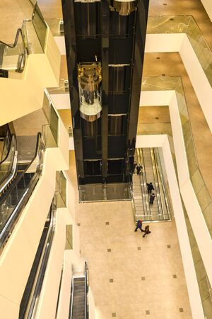 The upper floors inside the shopping center Gallery of the city of Minsk, Belarus, February 2017. Blurry.のeditorial素材